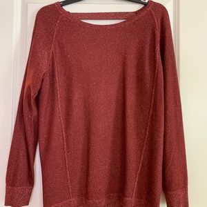 Maroon with gold sparkle long sleeve shirt.